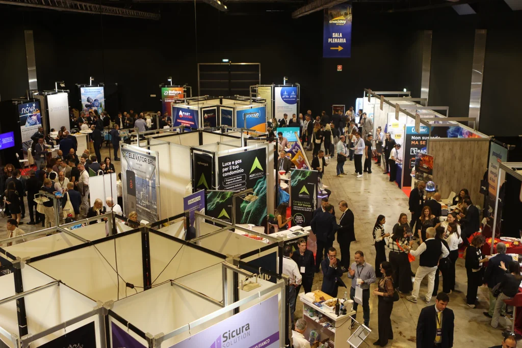 Area Expo dell’ANACI Day 2026, incontro tra amministratori di condominio e aziende partner del settore immobiliare.